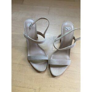 Bp faux suede sandal heels sz 7 - FLAW - mark on front see pic